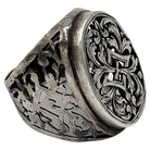 925 Sterling Scrollwork Tang Grass Pattern Victorian Statement Ring Size 10