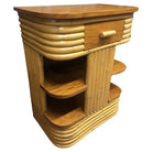 Restored Frankl Inspired Stacked Rattan Streamline Side Table w/ Floating Shelf
