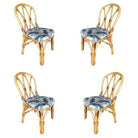 Restored Rattan Dining Side Chair w/ "Hour Glass" Back, Set of Four