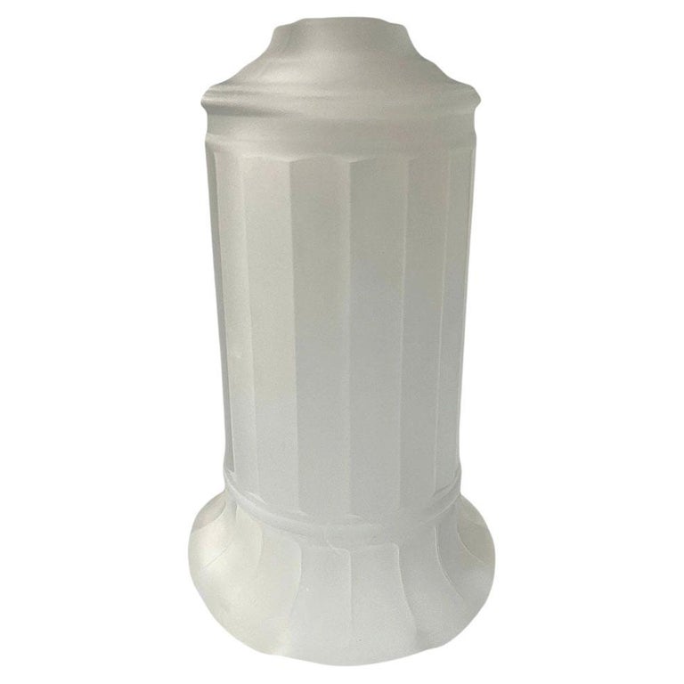 Vianne Art Deco Ripped Cylinder Frosted Glass Light Up Lamp Base