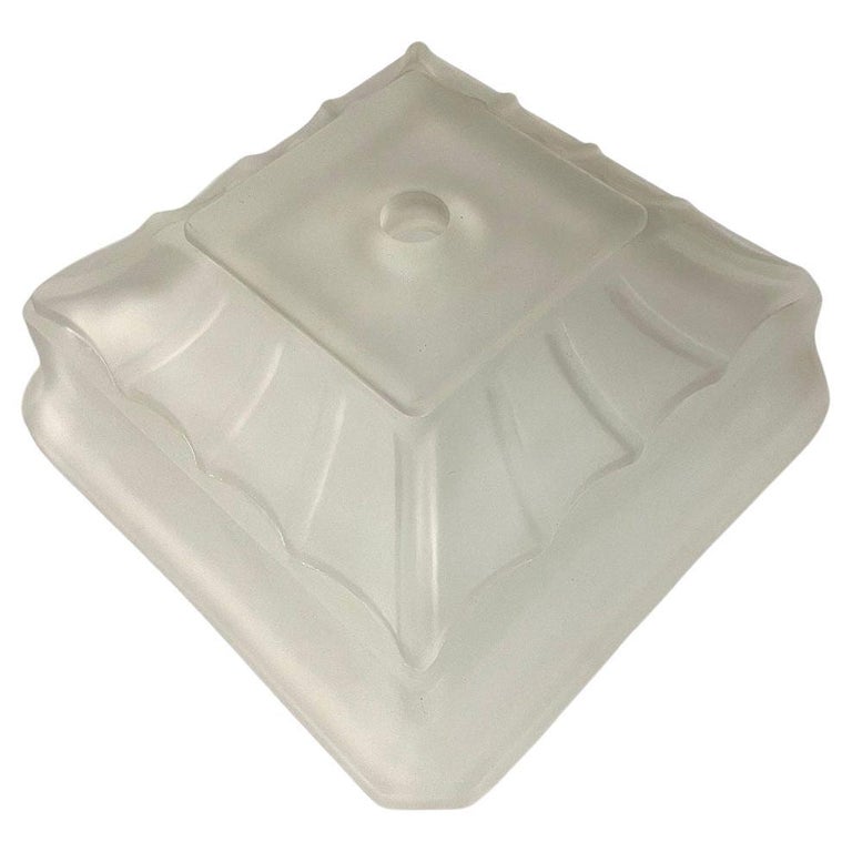 Vivian Art Deco Geometric Square Satni Frosted Art Glass Light Up Lamp Base
