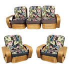 Restored Art Deco Six-Strand Stacked Rattan Sofa and Lounge ChairLiving Room set