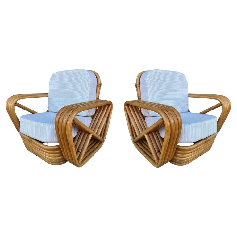 Restored Mid-century Child Size 4-Strand Square Pretzel Rattan Lounge Chair, Pai