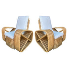 Restored Child Size Six-Strand Square Pretzel Rattan Lounge Chair, Pair