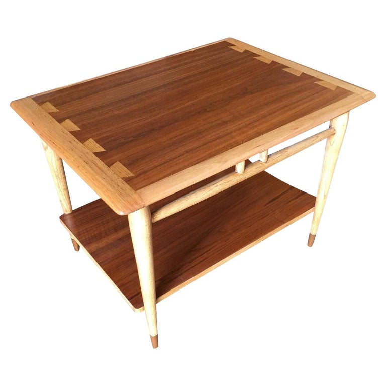 Lane Acclaim Walnut and Ash Inlay Side Table Designed by Andre Bus