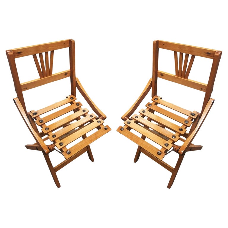 Pair of George Nelson Inspired Child-Size Slat Folding Chair