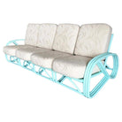 Restored Teal Mid-century 3/4 Pretzel Rattan 4-Seater Sectional Sofa