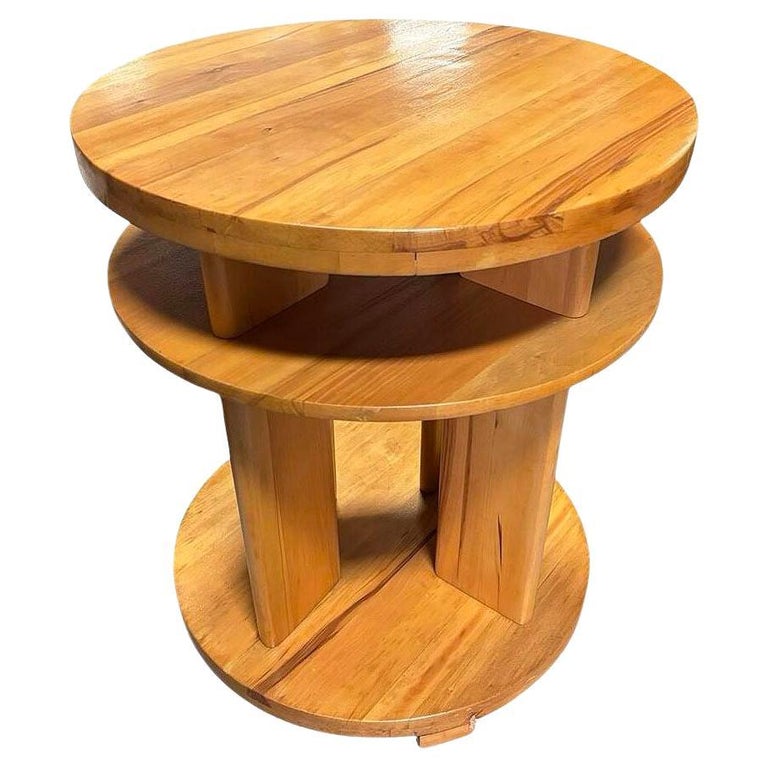 Art Deco 3- Tier Lamp Walnut Side Table By Gilbert Rohde for Brown Saltman