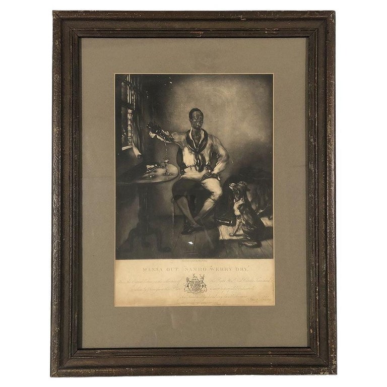 1828 Egnlish Massa Out “Sambo Werry Dry” Mezzotint Etching By Henry Pidding