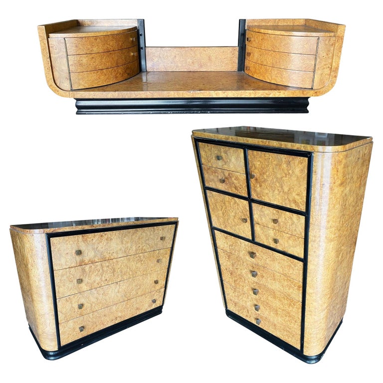 Streamline Art Deco Dresser & Vanity Bedroom Set by Donald Deskey for Widdicombe