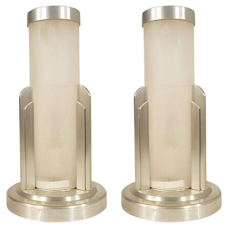 Streamline Machined Aluminum Cylinder Café Table Lamp Pair by Saturn Lighting