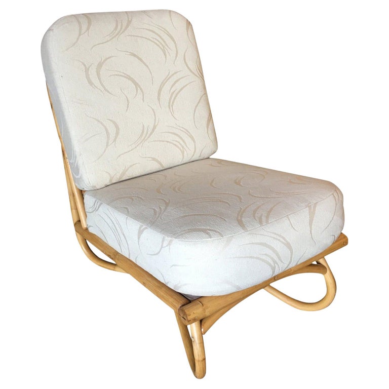Restored Floating Rattan Lounge Chair in the Style of Paul Frankl