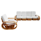 Restored Rattan Six-Strand Shelf Arms Sofa and Chair Set