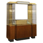 Rare Streamline Art Deco Brass & Oak Double Tower Display Case by Parker Pens