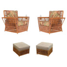 Presidents Stick Reed Rattan Nantucket Lounge Armchair and Ottoman Set