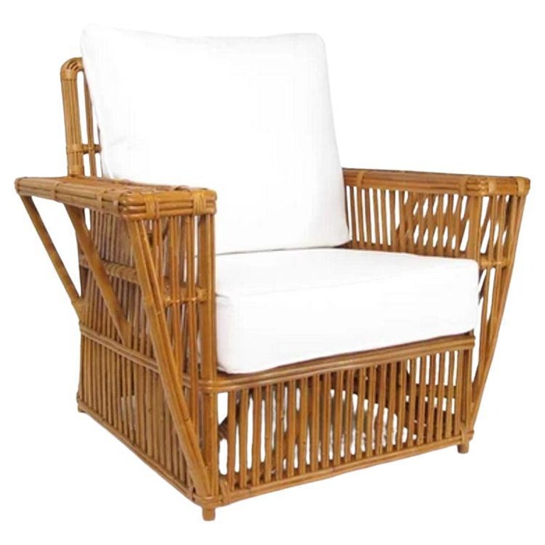 Presidents Art Deco Stick Reed Rattan Nantucket Lounge Armchair