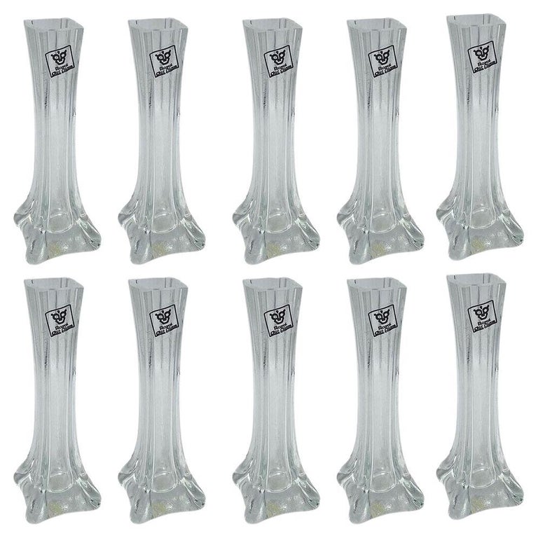 1980s Transparent Art Glass Flower Bud Vase by Royal Art Glass, Set of 10