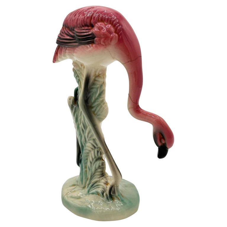Mid-century California Pottery Ceramic Searching Pink Flamingo Figurine