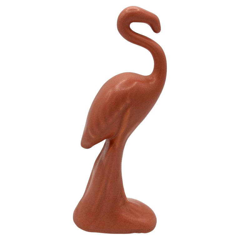 MCM Ceramic Curious Watcher Modernist Pink Flamingo Tabletop Statue by Metlox