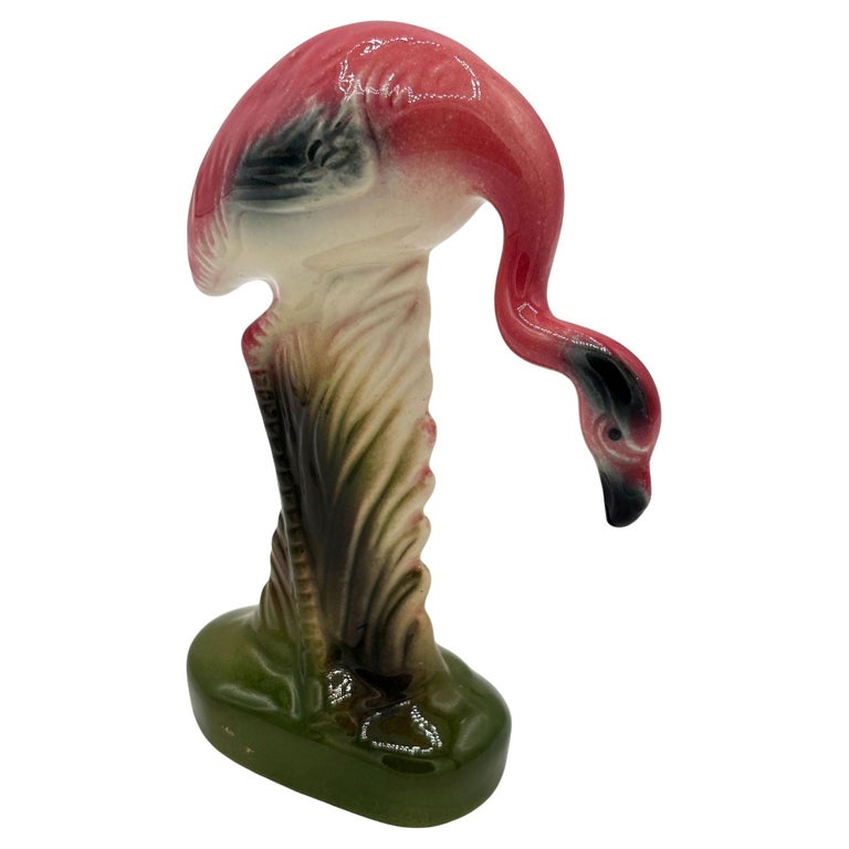 Mid-century California Pottery Ceramic On The Prowl Pink Flamingo Figurine