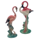 Matching Mid-century Pink Flamingo Ceramic Tabletop Statue Set By Brad Kealer