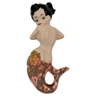 Mid-century Art Pottery Ceramic Wall Sculpture Brunette Mermaid