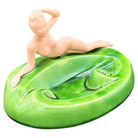 Mid-century Pink & Green Nude Lounging Female Ceramic Ashtray Ceramic Ashtray