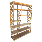 Restored Mid-century Rattan Ten-Tier Display Shelf Wall Etagere Unit w/ Cabinet
