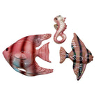 MCM Ceramic Angel Fish & Seahorse 3 Piece Wall Sculpture Set by Freeman Mcfarlin