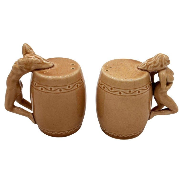 Strip Tease- Eye Appeal Ceramic Barware Salt & Pepper Shaker by Dorothy Kindell