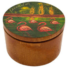 Hand-Painted Flamingo Scenic "Ecuador" Hardwood Trinket Box