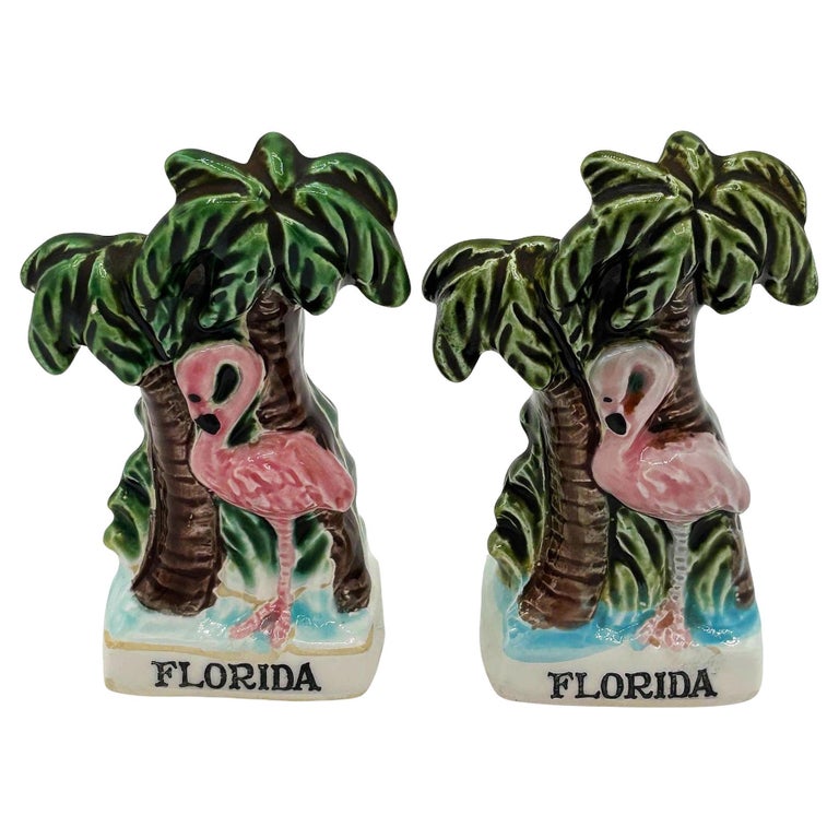 Mid-century Florida Flamingo Ceramic Salt & Pepper Shaker Set
