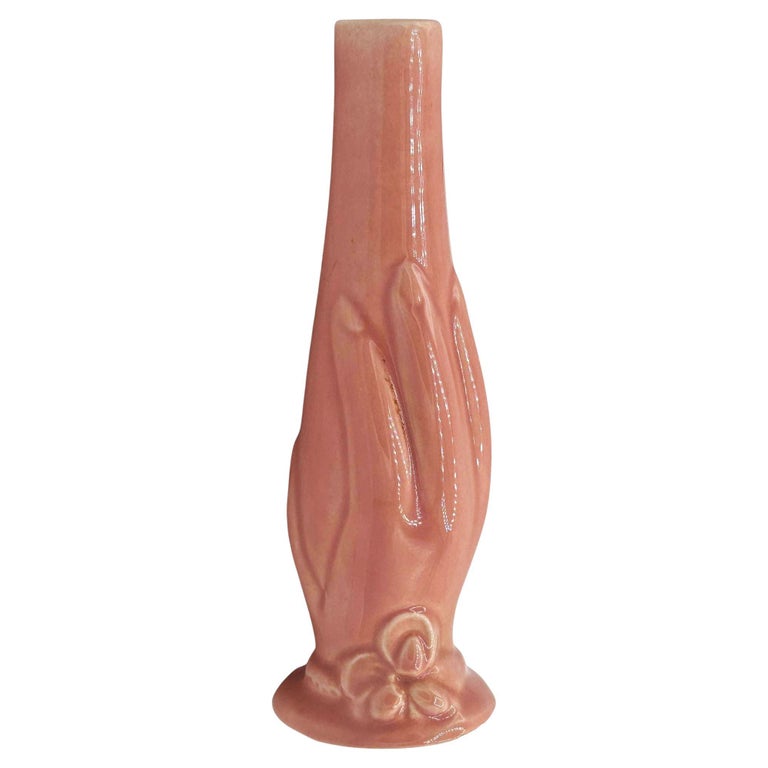 6"Tall Pink Maroon Mid-century "ALC" Vase by Lorle Pottery