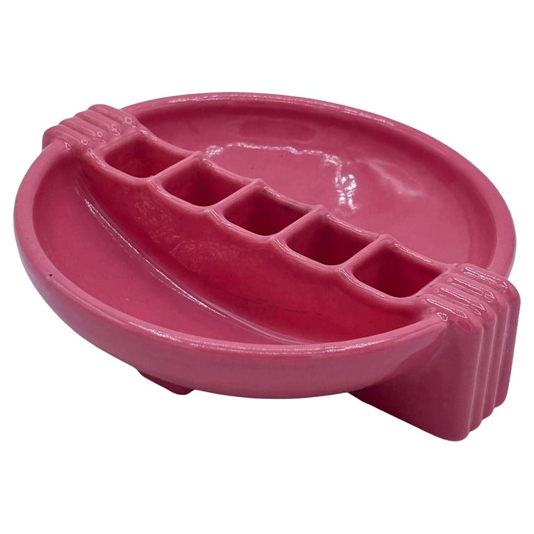 Streamline Art Deco Snuf A Rette Pink Ashtray by National Porcelain Co