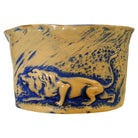 Mid-Century California Pottery Brown & Blue Stalking Lion Vase