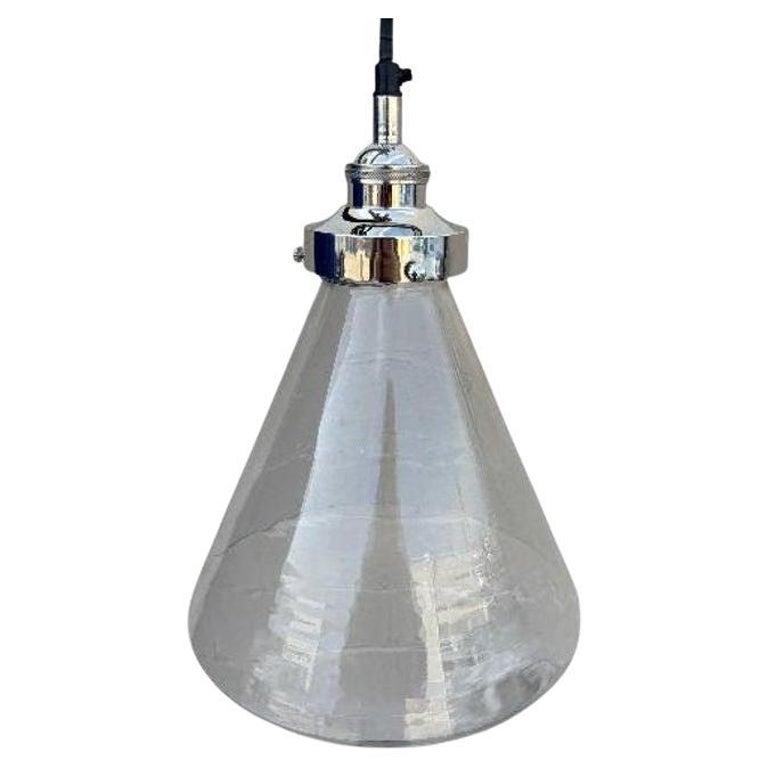 Industrial Aluminum Brushed Clear Glass Ceiling Pendant Light