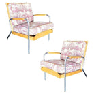 Rare Mid-Century Chrome Tubular Steel & Blonde Oak Lounge Chair by Hill-Rom Pair