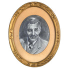 Mid-century Graphite Pencil Drawing of Clark Gable in Period Frame, Usigned