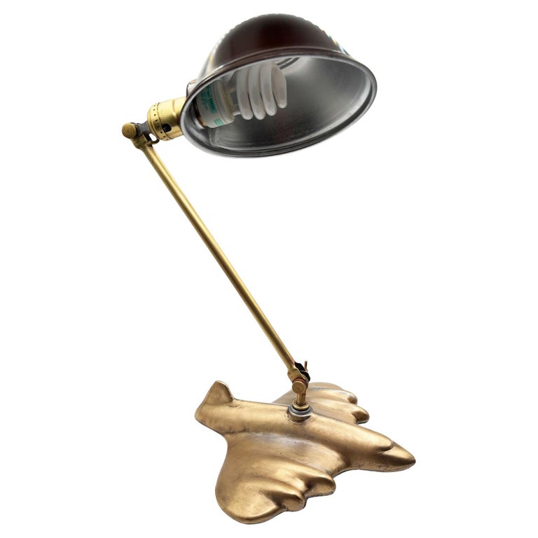 Rare 1987 Brass-tone Art Deco Style DC-3 Airplane Table Lamp, by Sarsaparilla