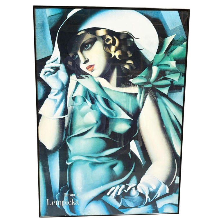 1980 Young Woman in Green Art Deco Lthograph Print by Tamara de Lempicka Framed