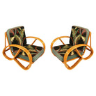 Restored Mid-century 3-strand 3/4 Round Pretzel Arm Rattan Lounge Chair, Pair
