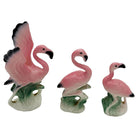 MCM Ceramic Miniature Pink Flamingo Tabletop Statue Set of 3