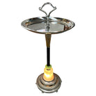 Chrome Streamline Art Deco Drink Side Glass Top Table w/ Light Up Base
