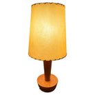 Yasha Heifetz Style Geometric Mid-century Oak Table Lamps w Whipple Stitch Shade