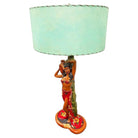 MCM Hand Painted Hawaiian Hula Resin Table Lamp by Santana w/ Wipplestitch Shade