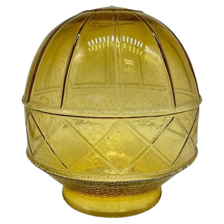 Modern Mediterranean Style Yellow Amber Glass Globe w/ 3 1/4 Fitter