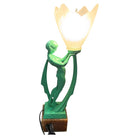 French Green Spleter Metal Art Deco Style Biba Lamp on Marble by Jacques Limousi