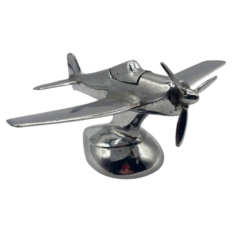 Art Deco Chrome Propeller P-51a Mustang Airplane Table Lighter by Hamilton