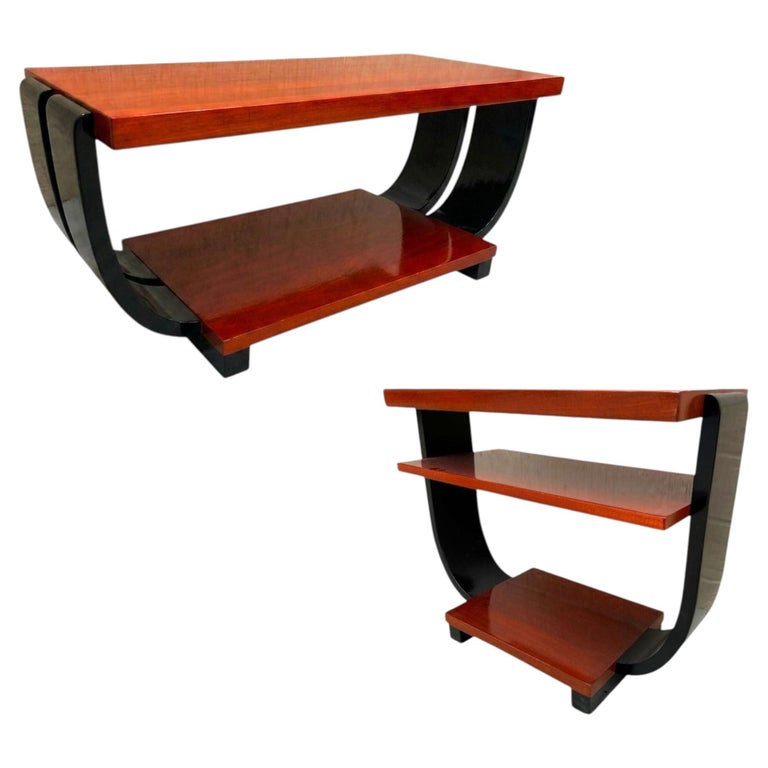 2-Tone Geometric Art Deco Side & Coffee Table by Gilbert Rohde for Brown Saltman