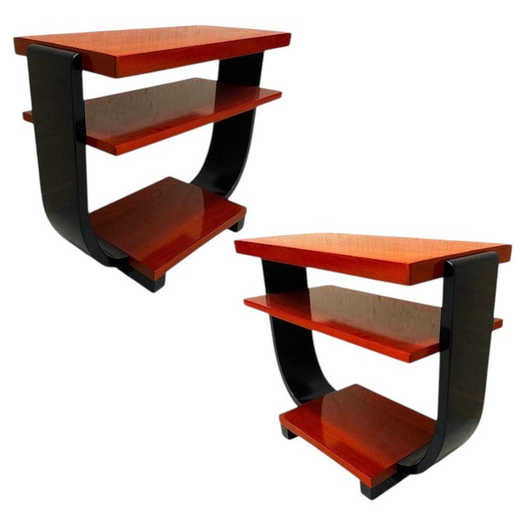 Two-Tone Geometric Art Deco Side Table by Gilbert Rohde for Brown Saltman, Pair